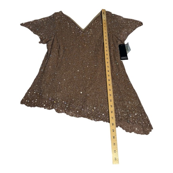 Adrianna Papell Boutique 1X Silk Beaded Sequin Blouse Sparkling Stars Golden NWT - Picture 8 of 15